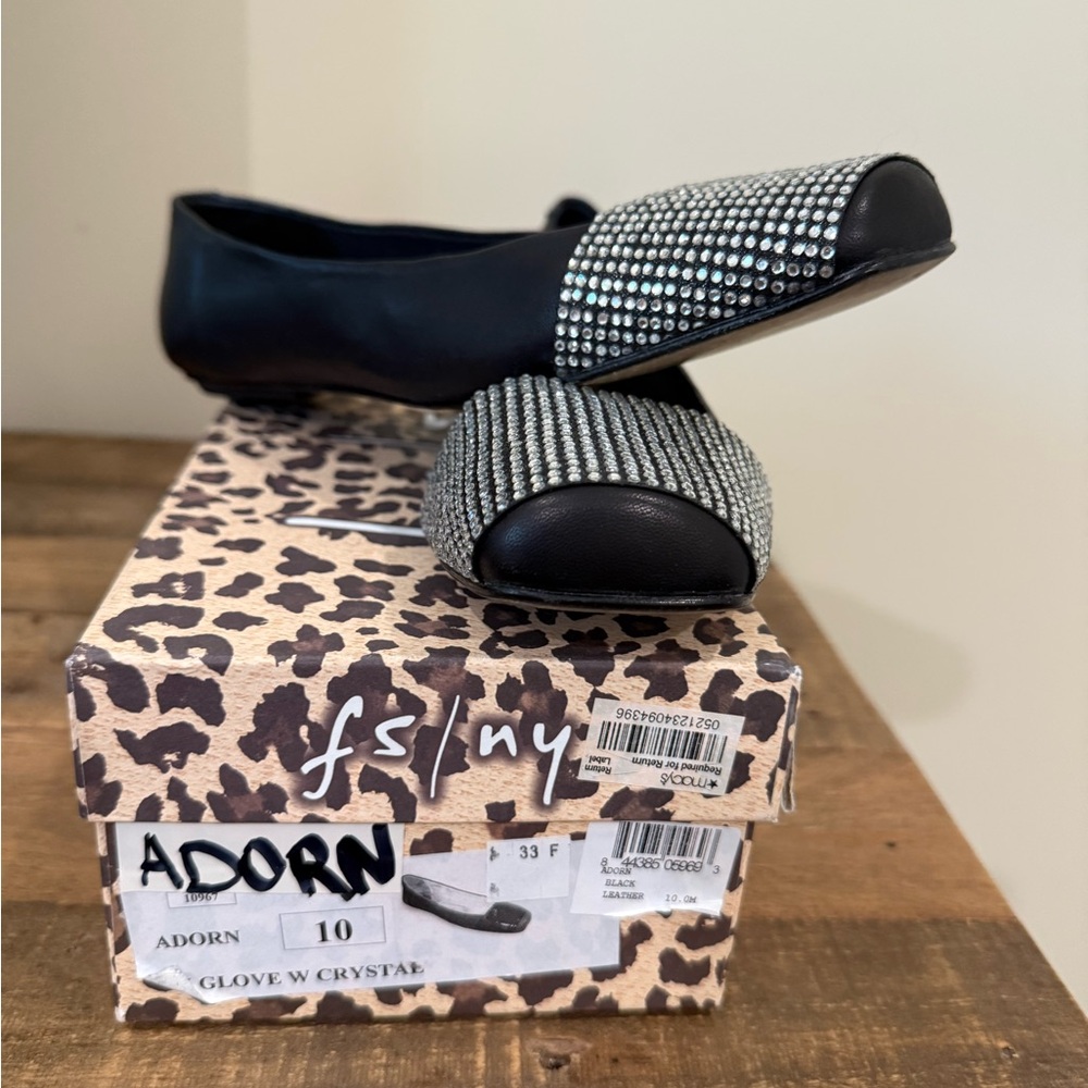 Black Flats with Rhinestone Detail